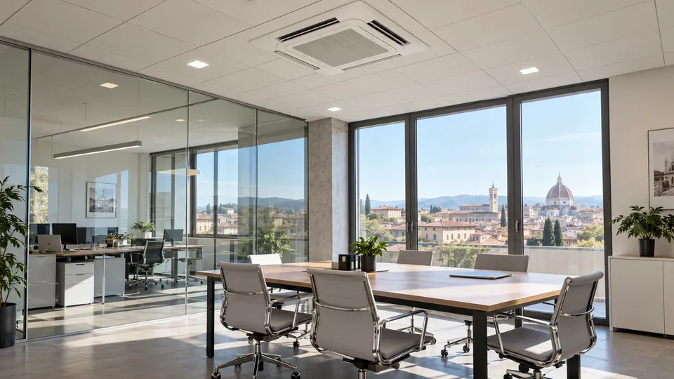 Climatizzatore a cassetta nel soffitto di un ufficio